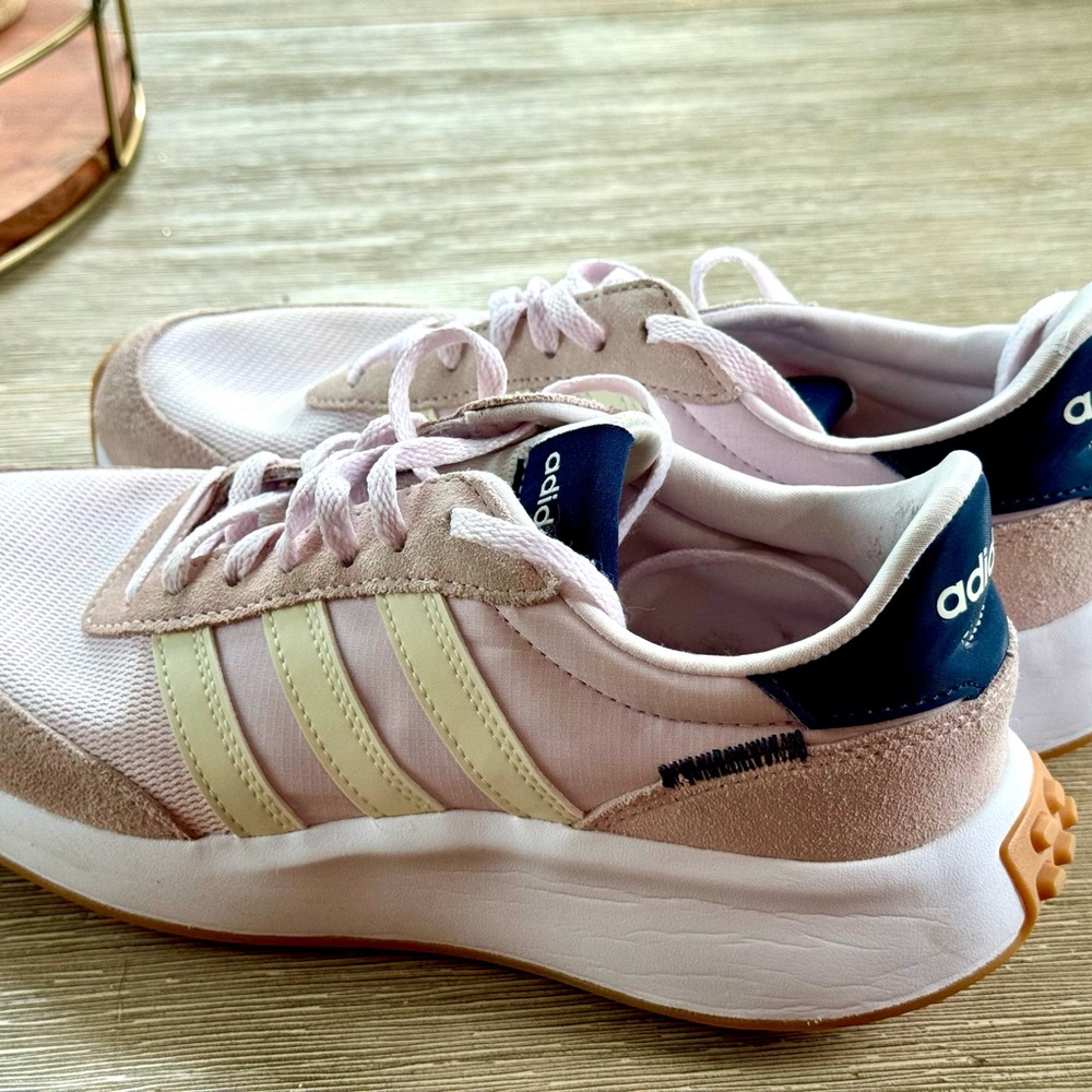 Adidas Women's Pink and White Sneakers
